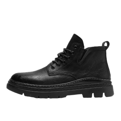 Boys' Martin boots men's British style short boots mid top fashion brand men's shoes autumn and winter fashion shoes men's new high top leather shoes